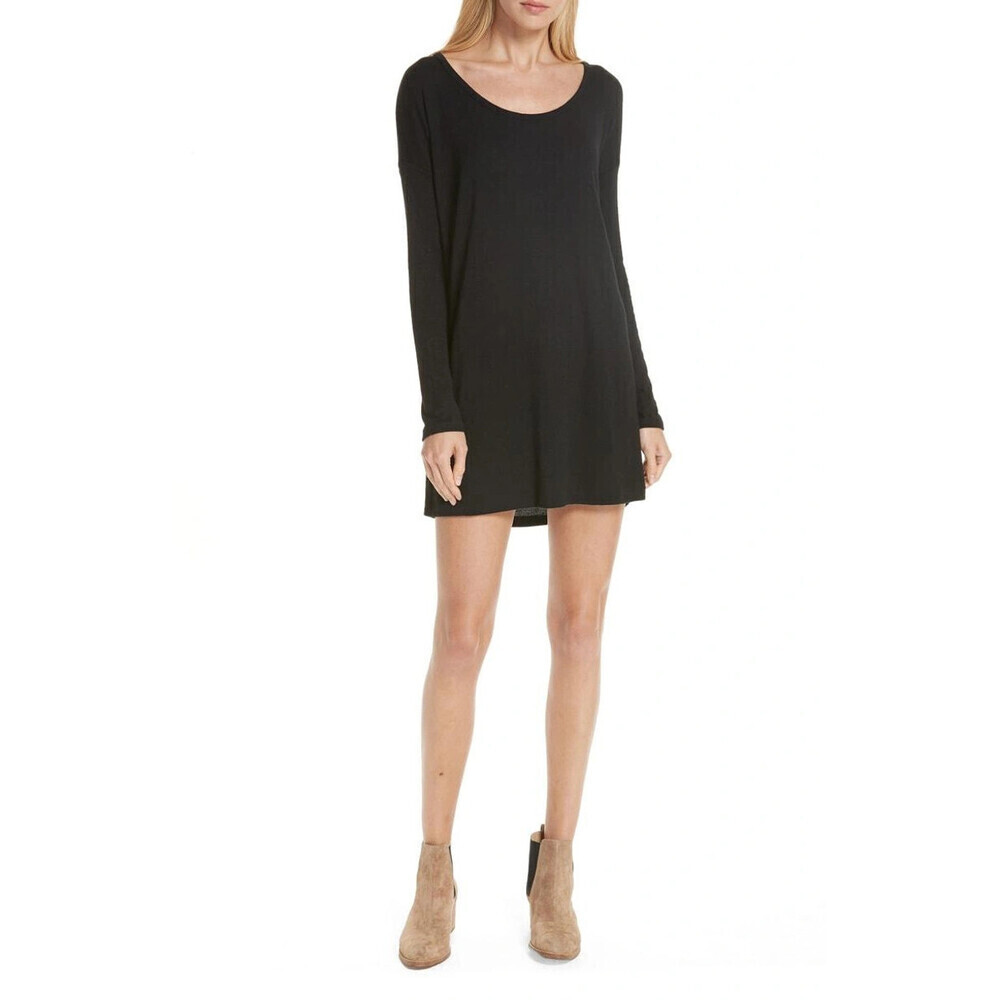 Rag & Bone Women's Long Sleeve Knit Cutout Back Tunic Dress In Black Size S - Picture 2 of 13